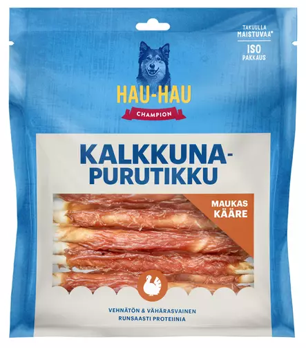 Hau-Hau Champion Kalkkunapurutikku 13cm 300g - Koiran luut - 6430069585745 - 2