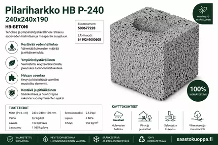 Pilariharkko P-240 240x240x190 - Pihakivet ja laatat - 6419249000605 - 2
