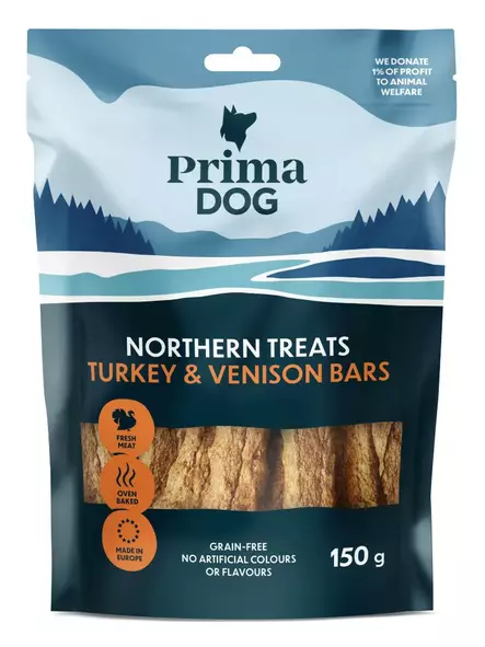 PrimaDog Northern Treats tanko 150g kalkkuna-peura - Koiran herkut - 6438554002555 - 1