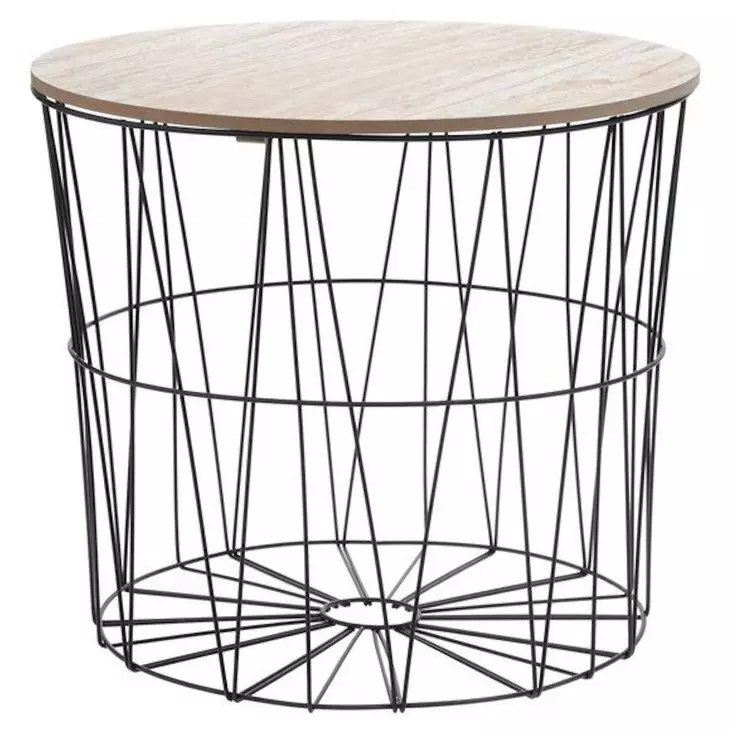 4living metallikori pyöreä puukannella - Sisustusesineet - 6410412951045 - 1