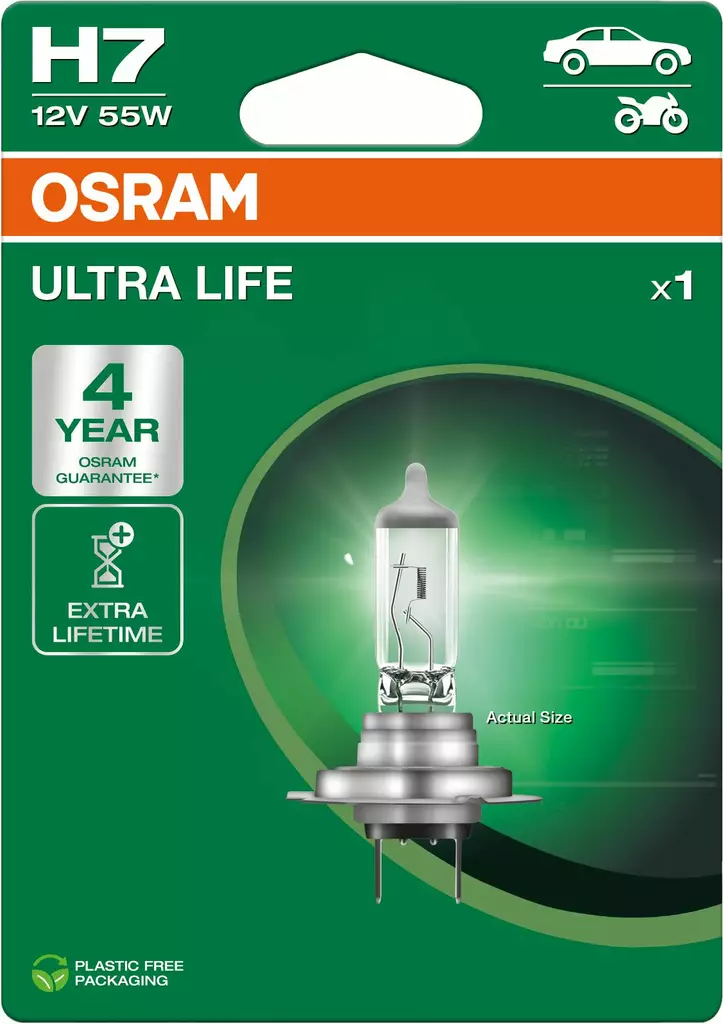 Osram Ultra Life Polttimo H7 12V 55W - Halogen ajovalot ja polttimot - 4062172395205 - 1