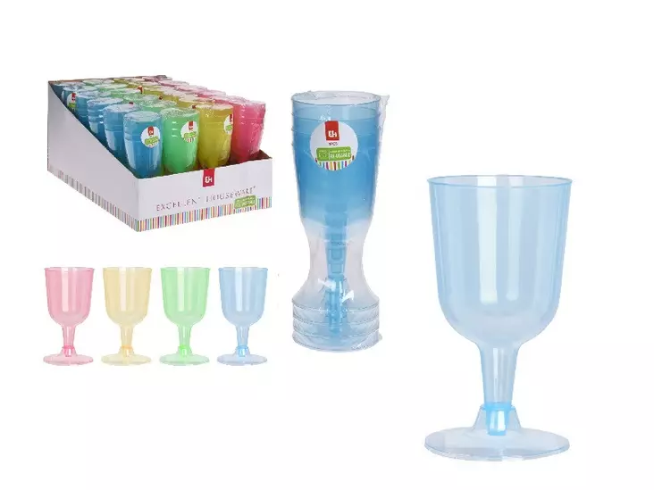 Viinilasi kertakäyttö 160ml 4kpl, lajitelma - Kertakäyttömukit - 8719987587665 - 1