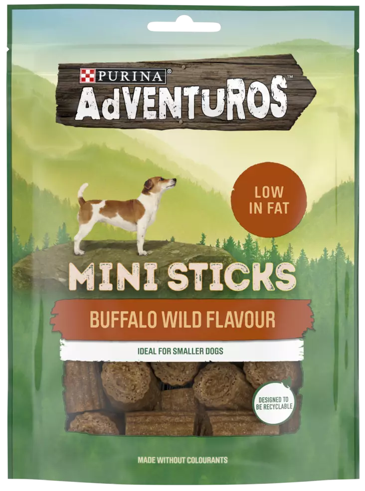 Adventuros Mini sticks Buffalo 90g - Koiran herkut - 7613034994745 - 1