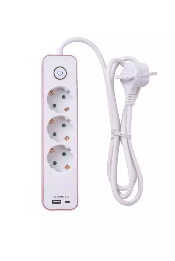 Airam jatkojohto 3-osainen 1,4 m Roosa nauha - Jatkojohdot - 6435200244215 - 1