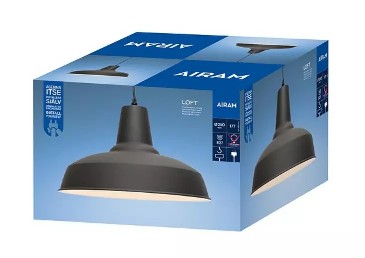 Airam loft35 riippuvalaisin E27 musta - Kattovalaisimet - 6435200236005 - 1