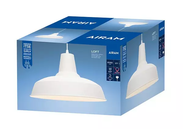 Airam loft35 riippuvalaisin E27 valk. - Kattovalaisimet - 6435200235985 - 1