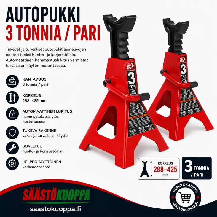 Autopukki 3ton/pari - Tunkit, pukit ja rampit - 6438168042435 - 1