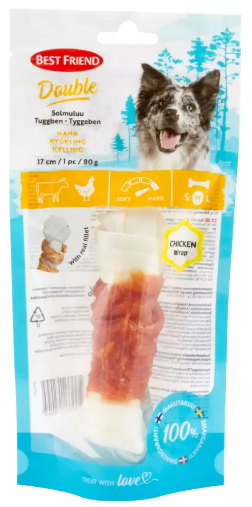 Best Friend Double solmuluu kana 17cm 1kpl 80g - Koiran luut - 5700551172045 - 1