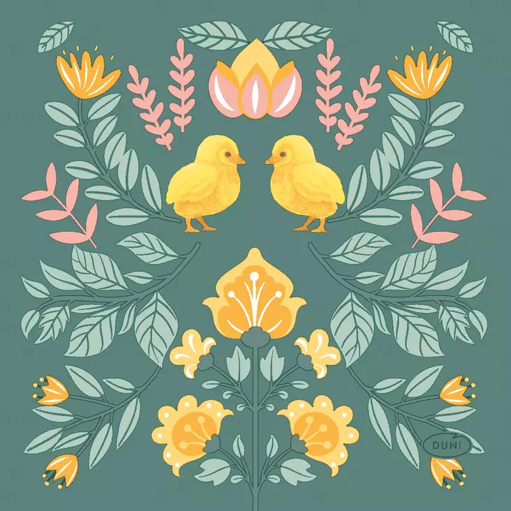 Duni Lautasliina 24cm Ornament easter - Lautasliinat - 7321012116965 - 1