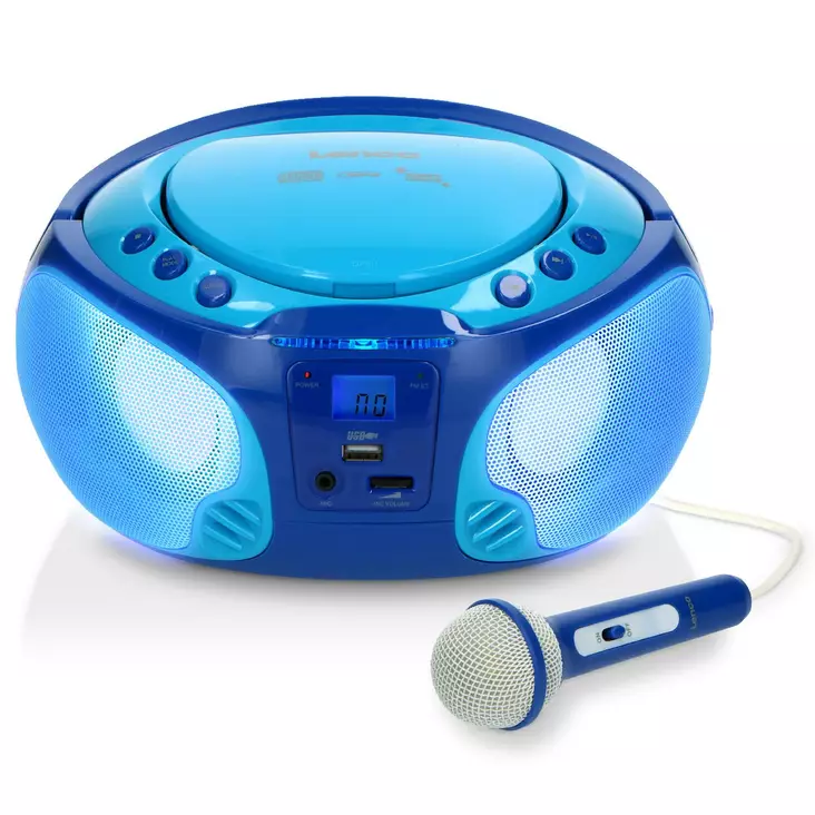 Fm-radio lenco cd/mp3/usb-mikrofoni sininen - Radiot, soittimet ja radiopuhelimet - 8711902035015 - 1