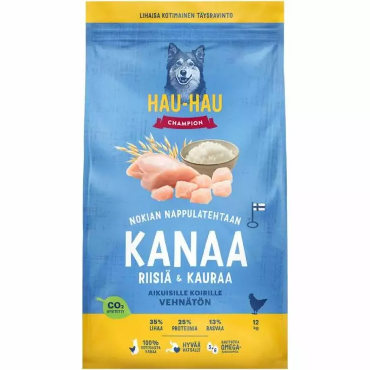 Hau-Hau champion Kanaa riisiä ja kauraa 12kg - Koiran kuivaruoat - 6430076898975 - 1