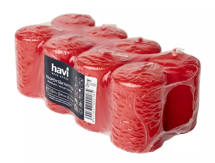 Havi pöytäkynttilä pun. 8kpl - Pöytäkynttilät - 6411637002185 - 1