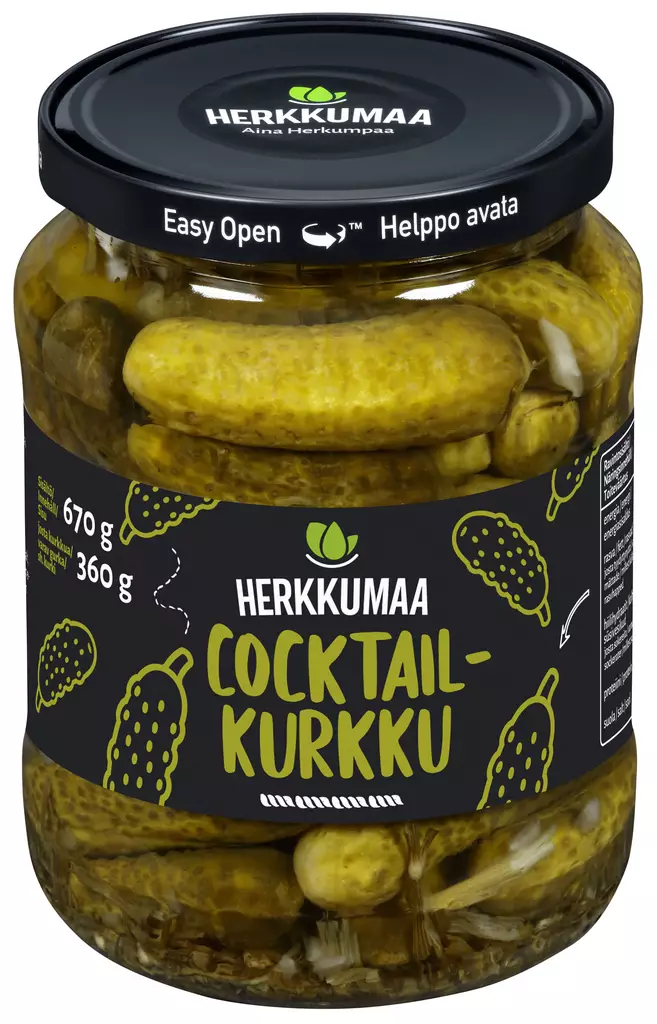 Herkkumaa Coctailkurkku 670/360g - Elintarvikkeet - 6410840055605 - 1