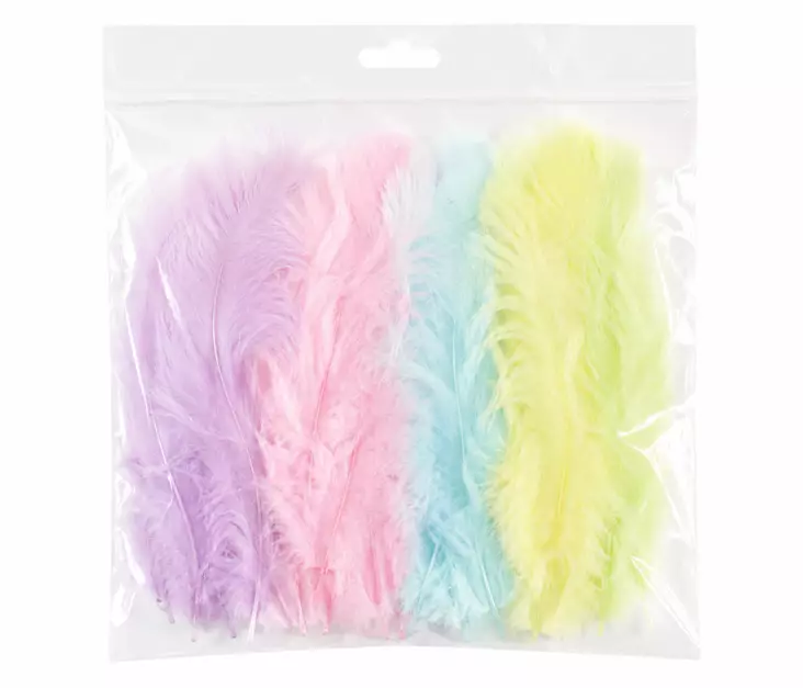 Höyhenet 15cm 45kpl/pussi, värimix - Askartelukoristeet - 6438159214285 - 1