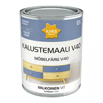 Ilves Kalustemaali V40 Valkoinen 0,9L - Kalustemaalit ja ikkuna/ovimaalit - 6430026950135 - 1