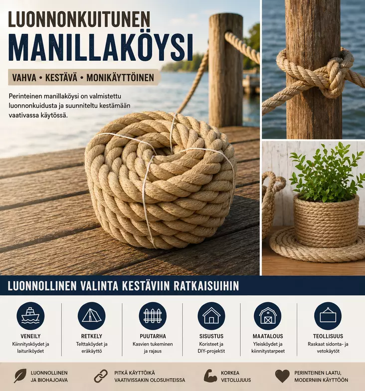 Kaideköysi 20m 35mm synteettinen - Narut ja köydet - 6438159187015 - 1