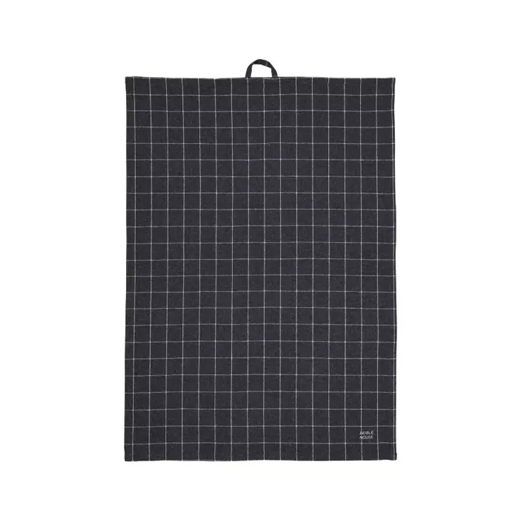 Keittiöpyyhe ruutu tumma harmaa 50x70cm - Patalaput , kinttaat ja keittiöpyyhkeet - 7318161564235 - 1