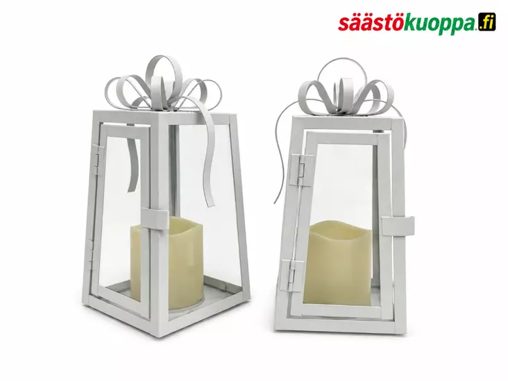 Kynttilälyhty rusetilla 11x23cm - Ulko- ja sisälyhdyt - 6438506003005 - 1