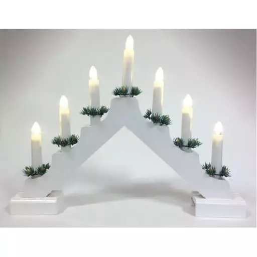 Led kynttelikkö puinen valkoinen - Jouluvalot - 6438159119795 - 1