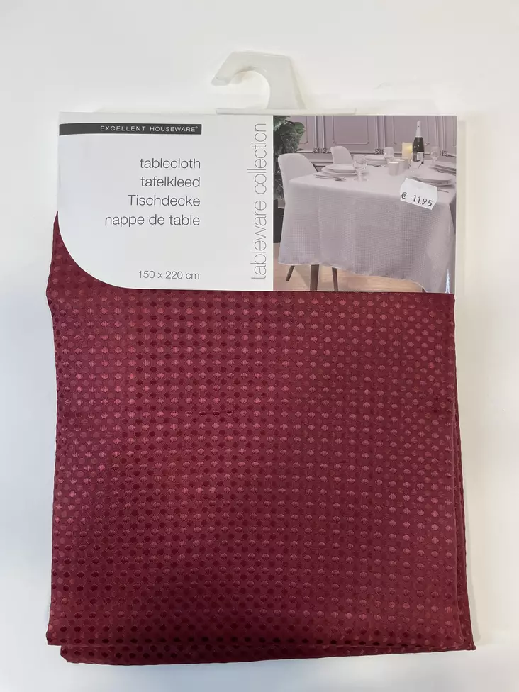 LIINA DAMASTI 220X150CM PUNAINEN - Pöytäliinat, tabletit ja esiliinat - 8719202664225 - 1
