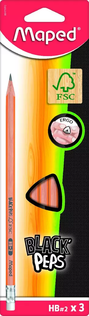 Maped lyijykynä HB kumilla 3kpl kp - Lyijykynät ja lyijyt - 3154148517115 - 1