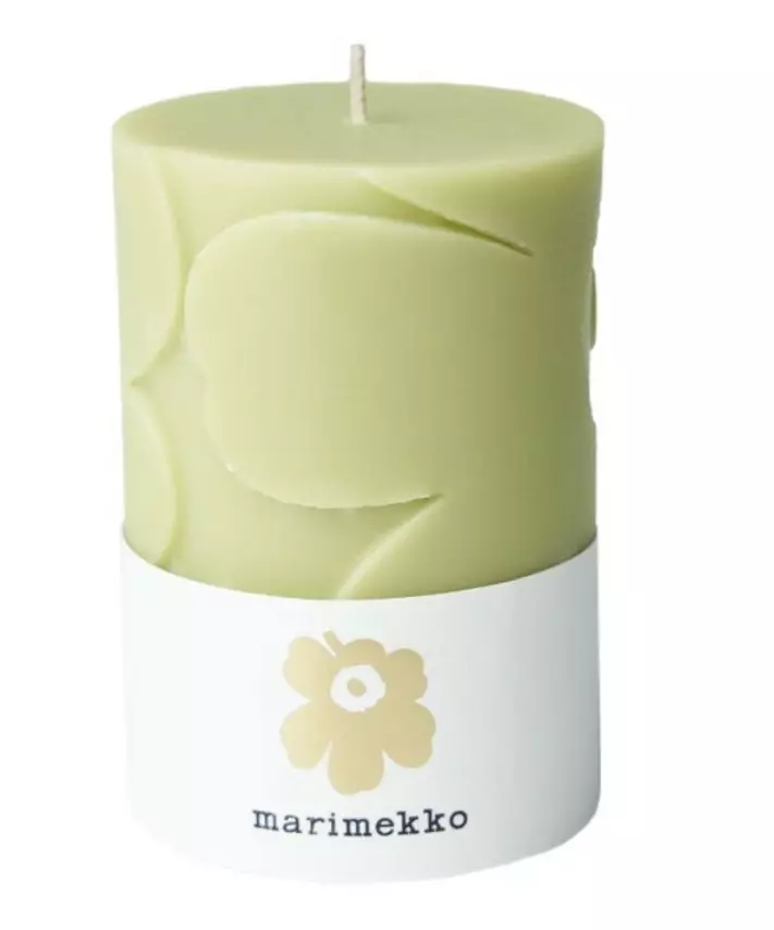 Marimekko Unikko Pöytäkynttilä vaaleanvihreä 10cm - Pöytäkynttilät - 6411635009995 - 1