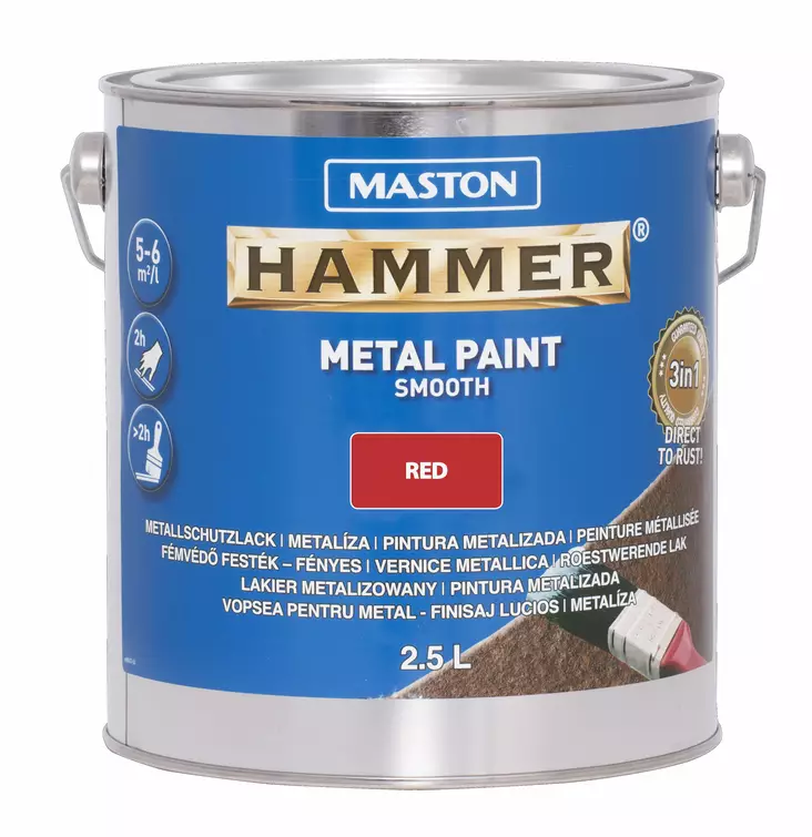 MASTON METALLIMAALI PUNAINEN 2,5L - Maalit - 6412490012205 - 2