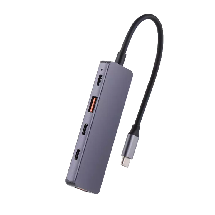 Mobia adapteri USB-C -> 3 x USB-C + 2 x USB-A - Puhelintarvikkeet ja laturit - 6430076525055 - 1