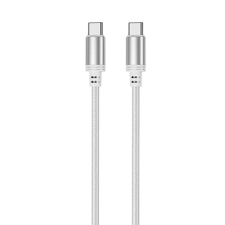 Punottu kaapeli USB-C -> USB-C, 30W, 480 Mbps, 1m, valkoinen - Puhelintarvikkeet ja laturit - 6430076525215 - 1