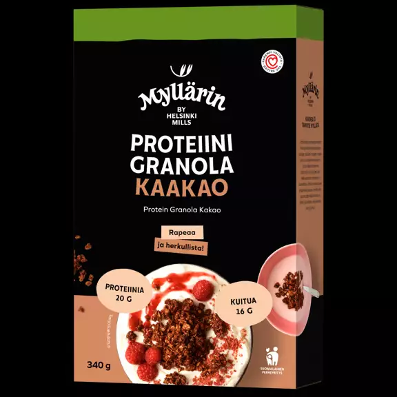 Myllärin proteiini granola kaakao 340g - Murot, myslit ja hiutaleet - 6415000189695 - 1