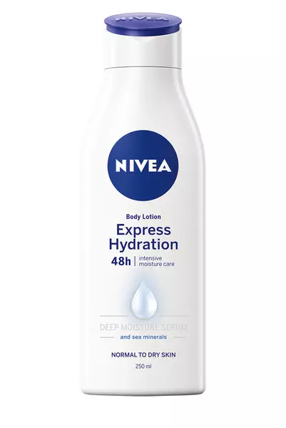 Nivea vartaloemulsio 250ml Express Hydration normaalille ja kuivalle iholle - Vartalo- ja kuorintavoiteet - 4005808246465 - 1