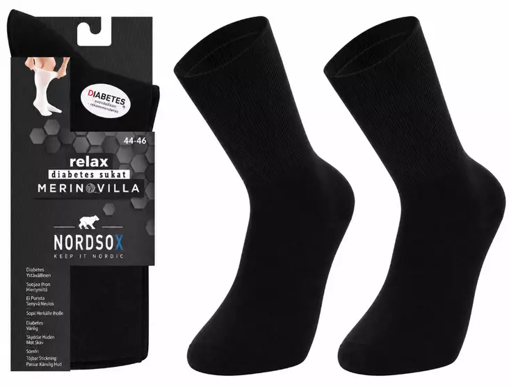 Nordsox diabetes merinovillasukka musta 44-46 - Miesten sukat - 6438159061995 - 1