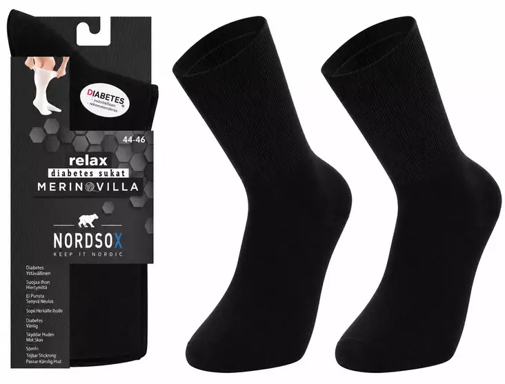 Nordsox diabetes merinovillasukka musta 44-46 - Miesten sukat - 6438159061995 - 1