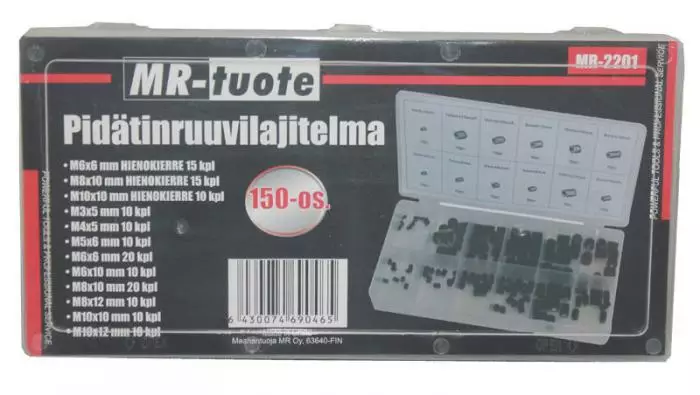Pidätinruuvilajitelma 150-osainen M3-M10 - Muut kiinnitystarvikkeet ja lajitelmat - 6430074690465 - 1
