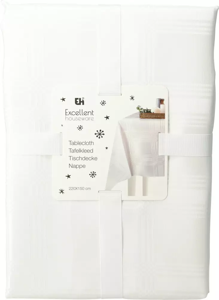Pöytäliina Damask 220x150cm valkoinen - Pöytäliinat, tabletit ja esiliinat - 8721037492195 - 1