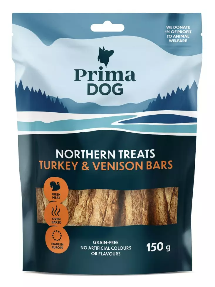 PrimaDog Northern Treats tanko 150g kalkkuna-peura - Koiran herkut - 6438554002555 - 1