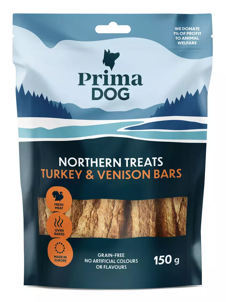 PrimaDog Northern Treats tanko 150g kalkkuna-peura - Koiran herkut - 6438554002555 - 1
