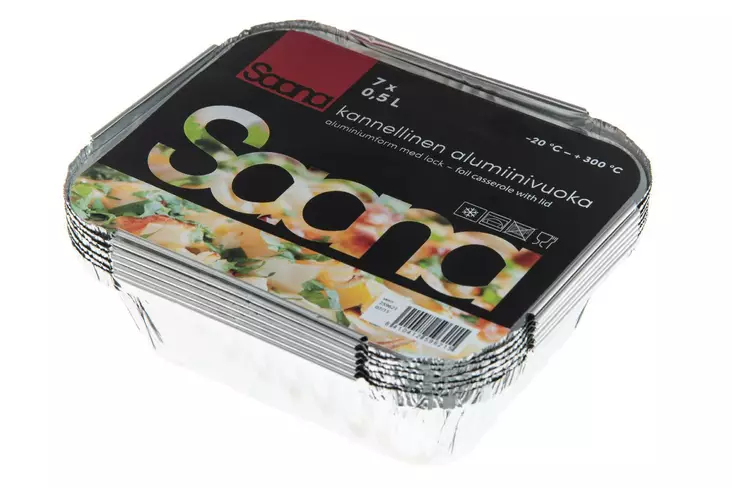 Saana alumiinivuoka 0,5l 7kpl - Foliovuoat ja -alustat - 6410412596215 - 3