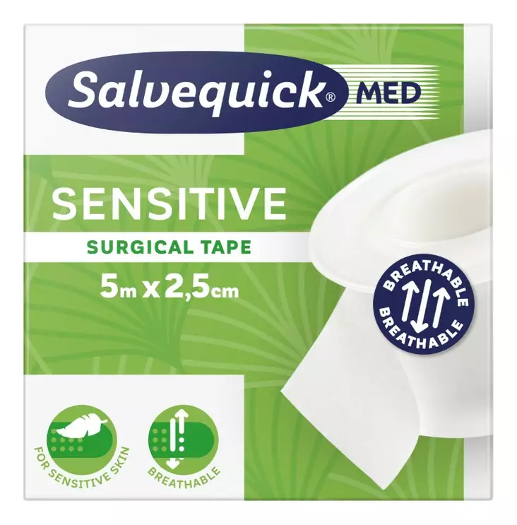Salvequick Med sensitive teippi 5m - Desifiointi ja laastarit - 7310615927245 - 1