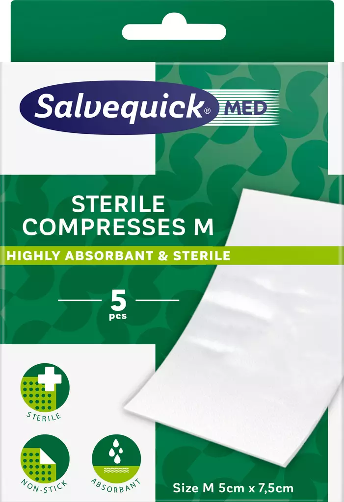SalvequickMED Sterile Compresses M 5 kpl - Desifiointi ja laastarit - 7310610025915 - 1