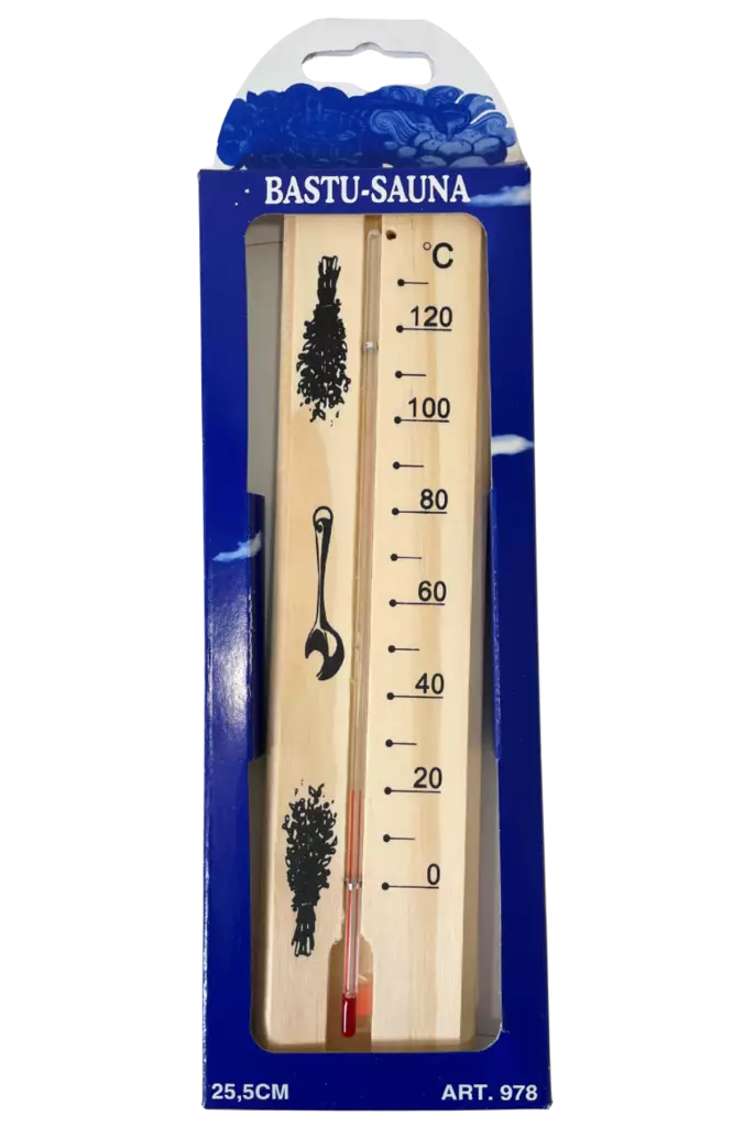 Saunalämpömittari puinen 255x70mm - Lämpömittarit - 7316040009785 - 1