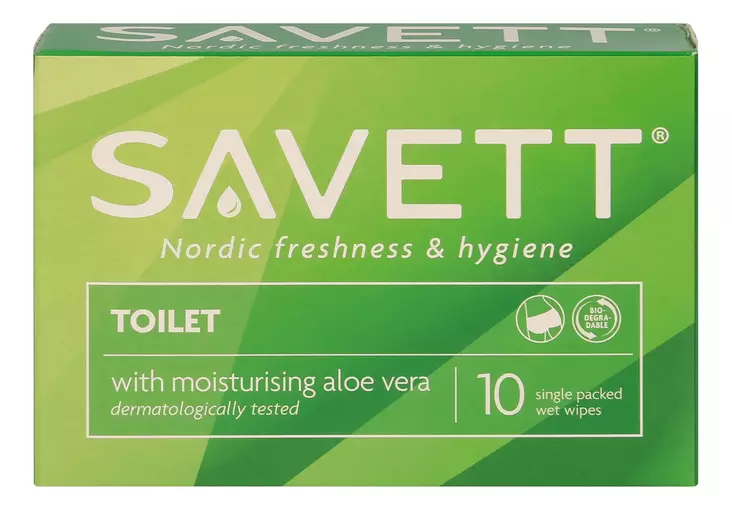 Savett Toilet kosteuspyyhe 10kpl - Desifiointi ja laastarit - 7310613524255 - 1