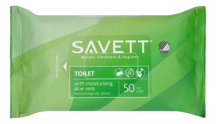 Savett Toilet kosteuspyyhe 50kpl - Desifiointi ja laastarit - 7310613610255 - 1