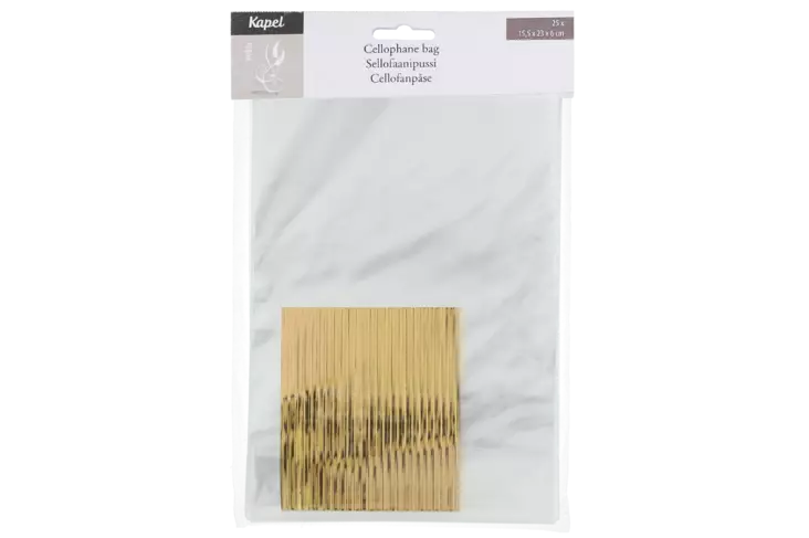 Sellofaanipussi 15x23cm 25kpl+sulkijat - Pakkauspaperit ja tarvikkeet - 6410416259925 - 2