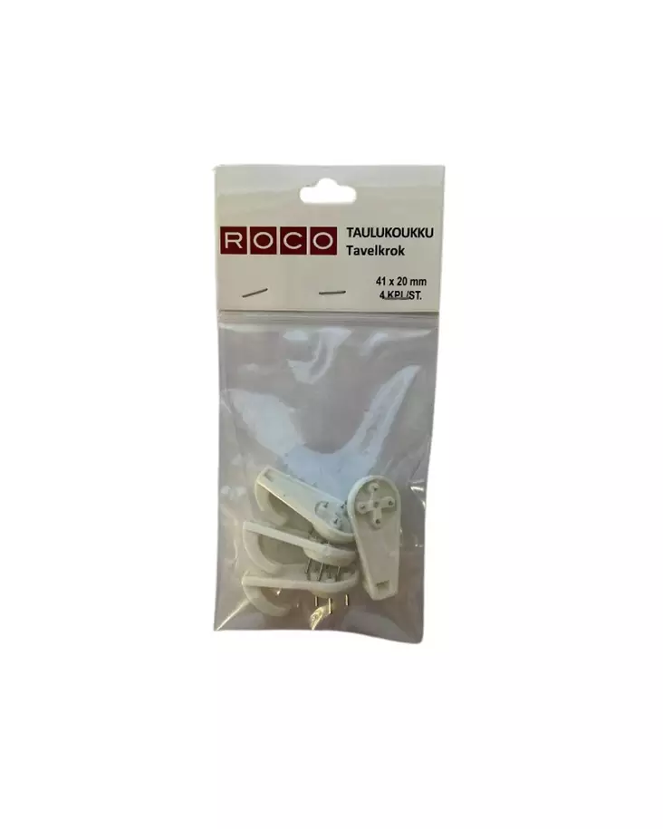 Taulukoukku 41X20mm 4kpl - Koukut ja naulakot - 6438159307185 - 1