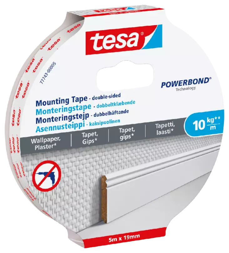 Tesa asennusteippi 5mX19mm Tapetti - Liimat ja teipit - 4042448416605 - 1