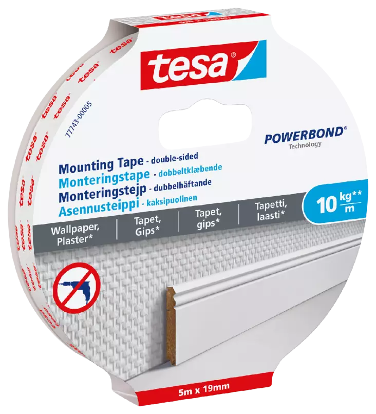Tesa asennusteippi 5mX19mm Tapetti - Liimat ja teipit - 4042448416605 - 1