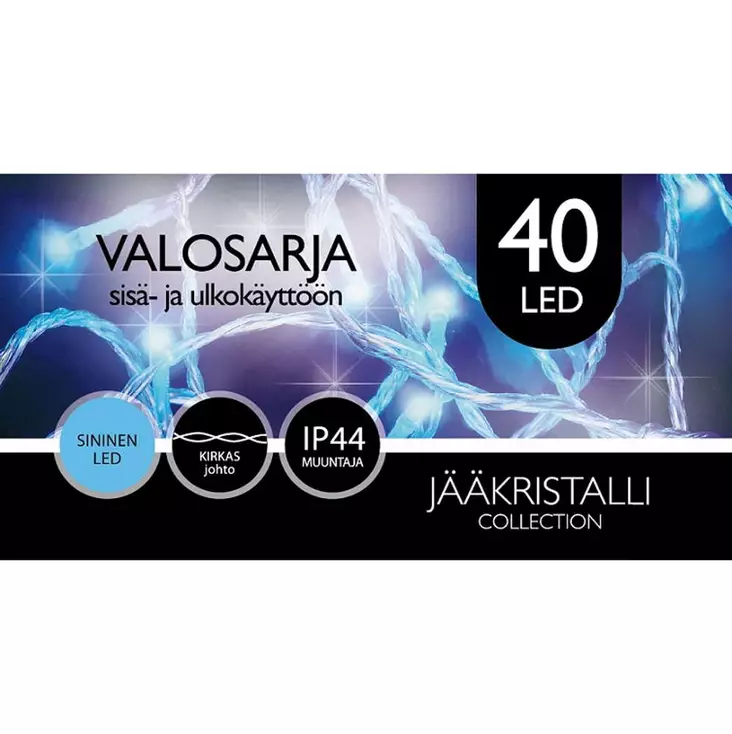 Ulkovalosarja 40 led IP44 sininen - Jouluvalot - 6438159052085 - 1