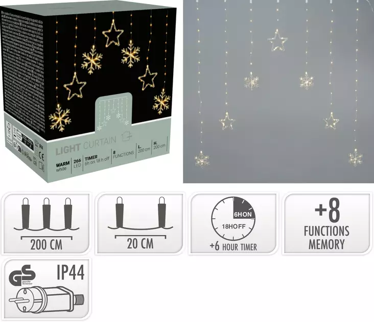 Valoverho led 200x200cm lämminvalk. - Jouluvalot - 8721037582605 - 1