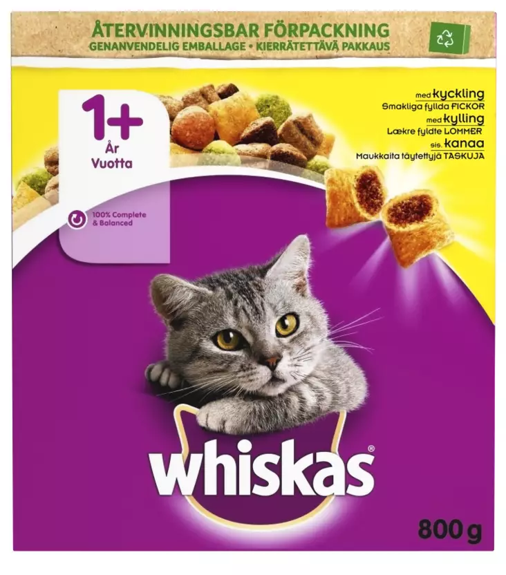 Whiskas 1+ kanaa 800g - Kissan kuivaruoat - 5900951294075 - 1